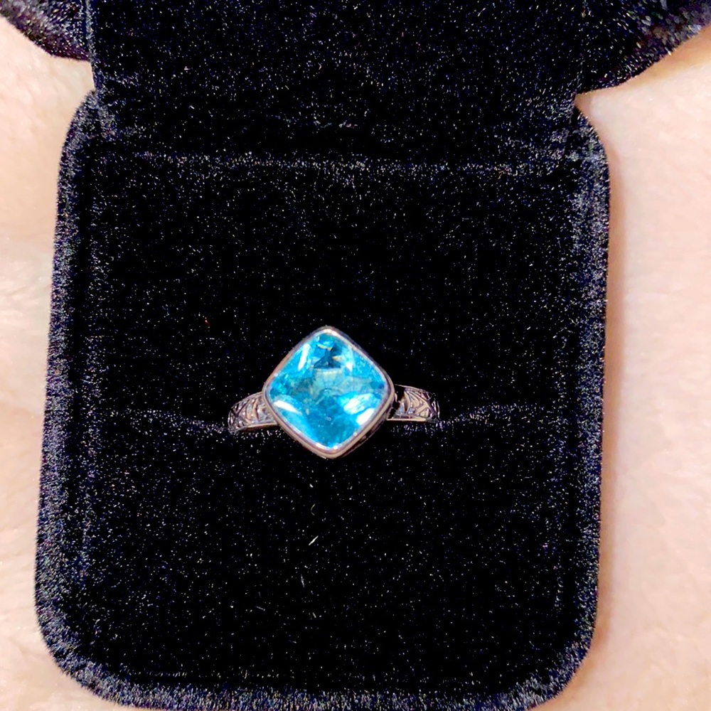 Sterling silver 925 Blue Topaz Ring. Size 6.